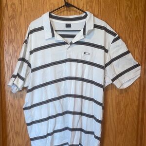 Oakley Men's Polo Shirt in White with Black Stripes